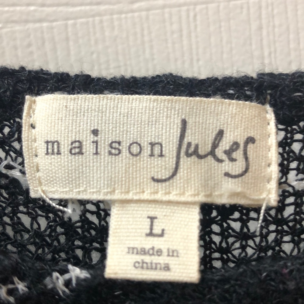 Maison Jules Striped Fringed Hacci Poncho - Picture 8 of 8